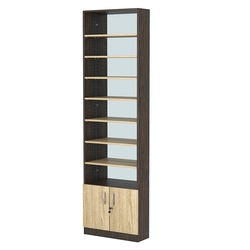 Стеллаж из ДСП с 7-ю полками 200x600 мм серии LEVEL-7 №3-2 (З/C - ЗЕРКАЛО), Дуб Венге + Дуб Сонома