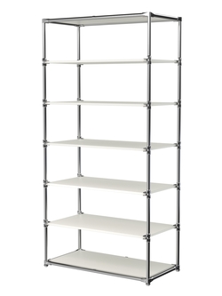 Пристенный торговый стеллаж ЛАЙТ с глубокими полками ДСП №4, Белый