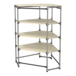 Хромированный стенд Прогресс №3-4 (с полками ДСП 16мм), Крем Вайс