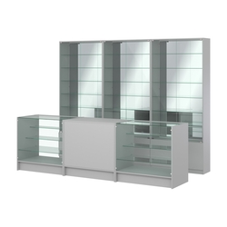 Комплект витрин с регулировочными полками NE-6 №12-2 и прилавков ЭК-4, Серый