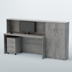 Ресепшен с выдвижной тумбой ВЕГА №5, Бетон Чикаго светло-серый F186 ST9