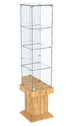 Витрина стаканчик с тремя полками и зеркалом ДОНЖОН №8, Дуб Золотистый