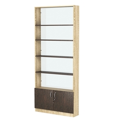 Стеллаж из ДСП с 4-мя полками 200x900 мм серии LEVEL-4 №10-1 (З/C - СТЕКЛО), Дуб Сонома + Дуб Венге