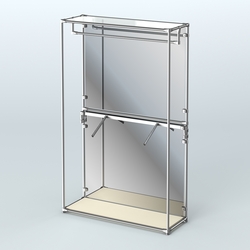 Торговая система ХРОМ (задняя стенка - зеркало) 1200 мм с поручнями №2, Крем Вайс