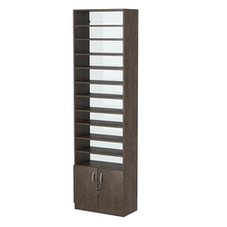 Стеллаж из ДСП с 10-ю полками 300x600 мм серии LEVEL-10 №5-2 (З/C - ЗЕРКАЛО), Дуб Венге