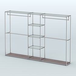 Торговая система ХРОМ без ДСП 3030 мм с прозрачными полками и поручнями №4, Ясень Анкор темный