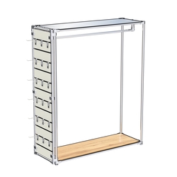 Хромированный стенд-вешало ETD-10 №1-4 (торец-ЭП) с полкой Зеркало 4мм, Дуб Золотистый