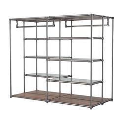 Хромированное вешало ПЛАТФОРМА №1-4 с зеркальными полками 4мм, Орех