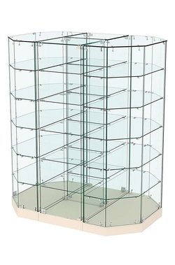 Стеклянная островная низкая с прозрачным верхом витрина Хит Продаж №855-О-450, Крем Вайс