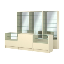 Комплект витрин с регулировочными полками NE-6 №12-2 и прилавков ЭК-3, Крем Вайс