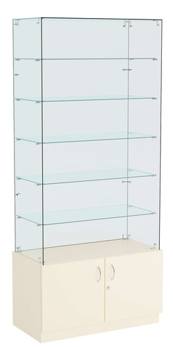Витрина ИСТРА №605 прямоугольная (З/C - стекло), без дверей., Крем Вайс