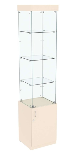 Высокая витрина ИСТРА №702 (задняя стенка - стекло), Крем Вайс