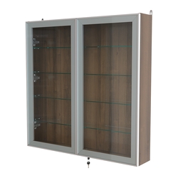 Витрина настенная №4-1А с узкими прозрачными полками серии Collecto, Орех