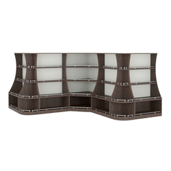 Угловой низкий стеллаж ГАРАНТ №4-О с ограничителями, Дуб Венге + Белый