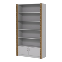 Торговый большой стеллаж с накопителем и декором №СБА-1-1ВД-400, Серый