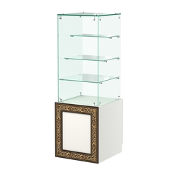 Стеклянный прилавок с декором и крепежами №СПБА-206, Белый