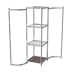 Хромированное вешало ВОЛНА №1-4 с зеркальными полками 4мм, Ясень Анкор темный - U31105