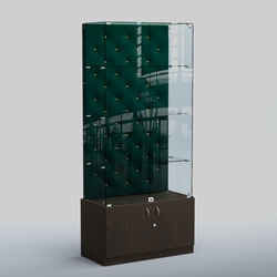Высокая стеклянная витрина КАПИТОНЕ №5, Дуб Венге  + Велюр Tiffany 10 Dk. Green