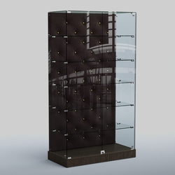 Низкая стеклянная витрина с КРЕМОВЫМ БАРХАТОМ ХП-505 (карета золото), Дуб Венге + 17 Elephant