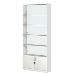 Стеллаж из ДСП с 4-мя полками 250x900 мм серии LEVEL-4 №11-1 (З/C - СТЕКЛО), Белый