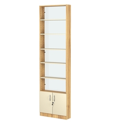 Стеллаж из ДСП с 5-ю полками 150x600 мм серии LEVEL-5 №2-1 (З/C - СТЕКЛО), Дуб Золотистый и Крем Вайс