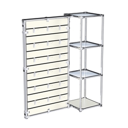 Хромированное вешало ЩИТ №1-4 с зеркальными полками 4мм, Белый