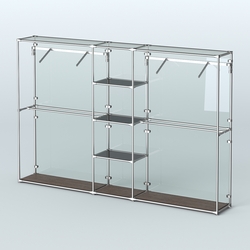 Торговая система ХРОМ (задняя стенка - стекло) 3030 мм с тонированными полками и поручнями №12, Дуб Венге