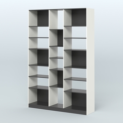 Стеллаж из ДСП серии ЛОФТ №14-2 с полками ДСП, Белый и Черный