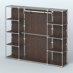 Торговая система ХРОМ (задняя стенка - ДСП) 2430 мм с полками ДСП и поручнями №11, Дуб Венге