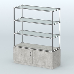 Островная торговая система ХРОМ 1200 мм с тумбами №5, Метрополитан Грей