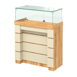 Торговый прилавок с утопленным фасадом и широкими ящиками №УФ-4-900, Дуб Золотистый и Крем Вайс