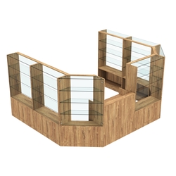 Торговый пристенный островок ГРАЦИЯ №9 (открытый) (7.43 кв.м), Дуб Канзас коричневый