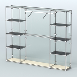 Торговая система ХРОМ (задняя стенка - стекло) 2430 мм с тонированными полками и поручнями №11, Крем Вайс