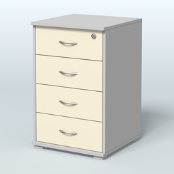 Тумба Нотте подкатная (4 ящика с замком), Серый + Крем Вайс