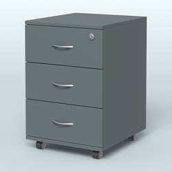 Тумба мобильная с 3 ящиками и замком Индиго Вуд, цвет дуб светлый + белый, Темно-Серый