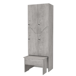 Шкаф для раздевалок с задвижной скамейкой КОМБО-Элегия №2-2А, Бетон Чикаго светло-серый F186 ST9