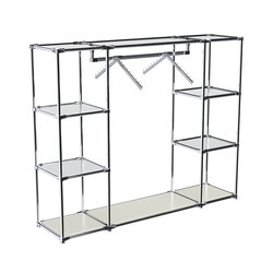 Хромированный стенд-вешало TD-47 №1-4 Хром с полками Зеркало 4мм, Белый