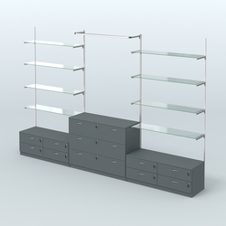 Система Neo Fix с прозрачными полками №6 и тумбами T-12 и Т13, Темно-Серый