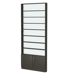 Стеллаж из ДСП с 7-ю полками 100x900 мм серии LEVEL-7 №8-1 (З/C - СТЕКЛО), Черный