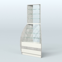 Витрина внешний угол БРИЗ №3, Метрополитан Грей + Белый