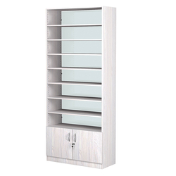 Стеллаж из ДСП с 8-ю полками 400x900 мм серии LEVEL-8 №14-2 (З/C - ЗЕРКАЛО), Ясень Анкор светлый