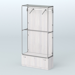 Торговая система ХРОМ (задняя стенка - ДСП) 1200 мм №4-1 с тумбой Т-11 и поручнями, Ясень Анкор светлый