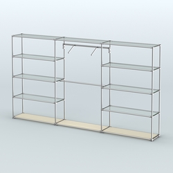 Торговая система ХРОМ без ДСП 3600 мм с прозрачными полками и поручнями №9, Крем Вайс