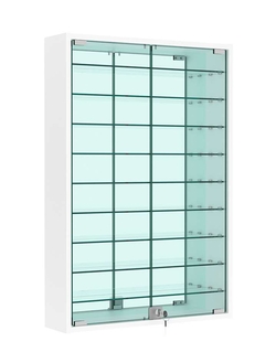 Витрина настенная №2-6А высокая зеркальная с узкими полками, Белый