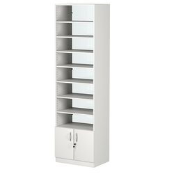 Стеллаж из ДСП с 7-ю полками 400x600 мм серии LEVEL-7 №7-1 (З/C - СТЕКЛО), Белый