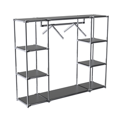 Хромированный стенд-вешало TD-47 №1-3 Хром с полками ДСП 16мм, Черный