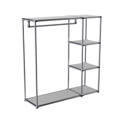 Хромированный стенд-вешало TD-40 №1-3 Хром с полками ДСП 16мм, Серый