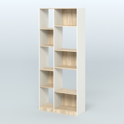 Стеллаж из ДСП серии ЛОФТ №9-1 (зеркальное отражение - Z), Белый + Дуб Сонома