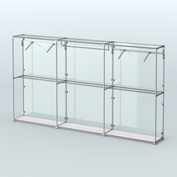 Торговая система ХРОМ (задняя стенка - стекло) 3600 мм с поручнями №3, Ясень Анкор светлый