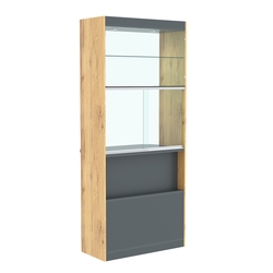 Витрина-прилавок из ДСП №2, Темно-серый и Дуб Золотистый